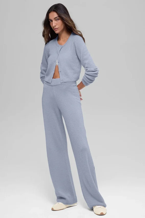 High-Waist Cashmere Wool Pantalón con corte ancho New Class - Winter Frost