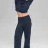 High-Waist Cashmere Wool Wide Leg Pant — Navy