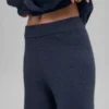 High-Waist Cashmere Wool Wide Leg Pant — Navy