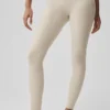 High-Waist Heart Throb Leggings de Alosoft - Gris avena jaspeado/Blanco