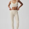 High-Waist Heart Throb Leggings de Alosoft - Gris avena jaspeado/Blanco