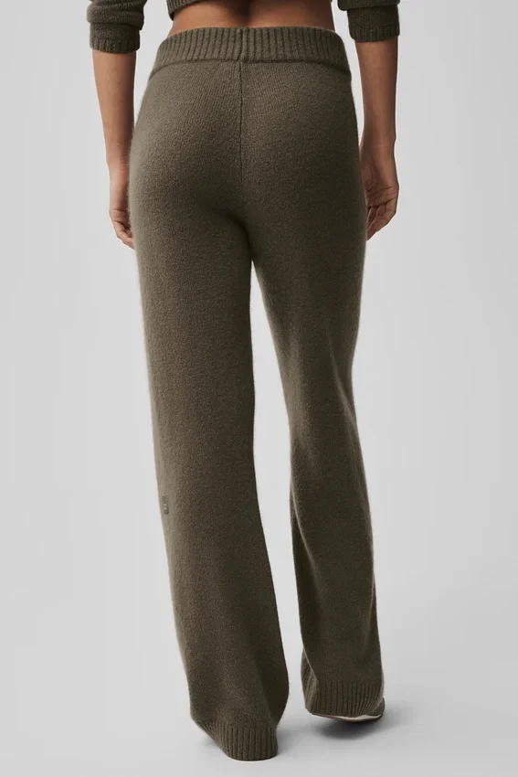 High-Waist New Class Wide Leg Pant en lana y cachemira - Olive Tree