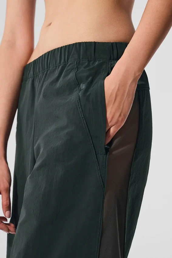 High-Waist Origin Wide Leg Track Pant - Verde carbón