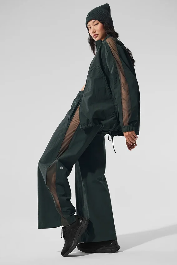 High-Waist Origin Wide Leg Track Pant - Verde carbón