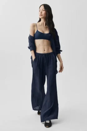 High-Waist Straight Leg Pant - Navy
