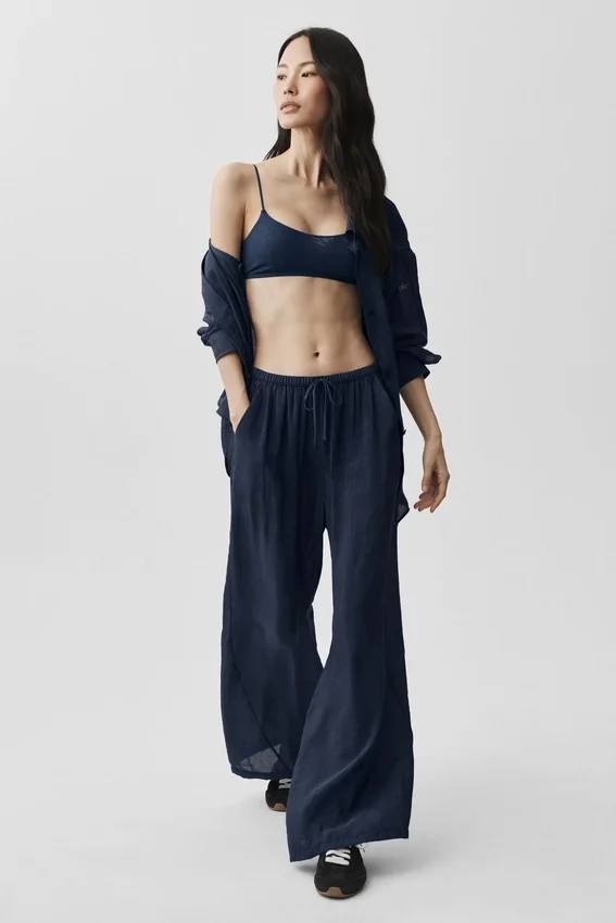 High-Waist Straight Leg Pant - Navy