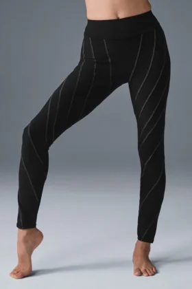 High-Waist Sunray Alosoft Legging - Negro/Blanco