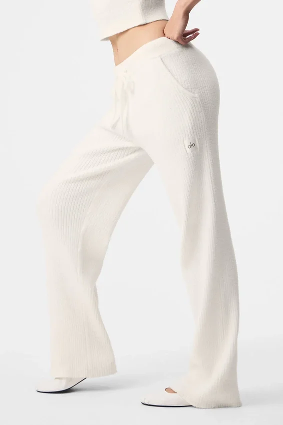 High-Waist Wide Leg Pant «Snuggle up Jersé» — Marfil