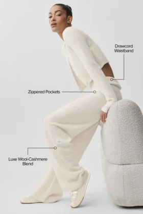 High-Waist Wool Cashmere New Class Wide Leg Pant – Ivory
