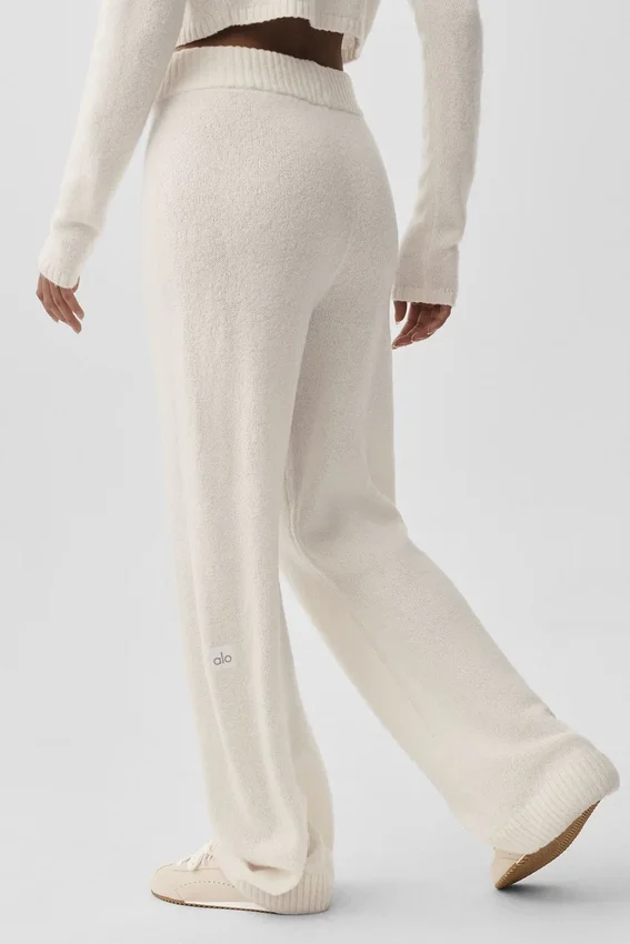 High-Waist Wool Cashmere New Class Wide Leg Pant - Ivory