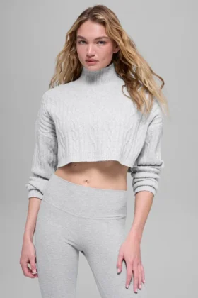 Jersey de cuello alto corto de punto trenzado Winter Bliss de manga larga - Athletic Heat