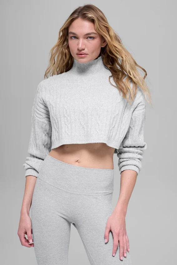 Jersey de cuello alto corto de punto trenzado Winter Bliss de manga larga - Athletic Heat