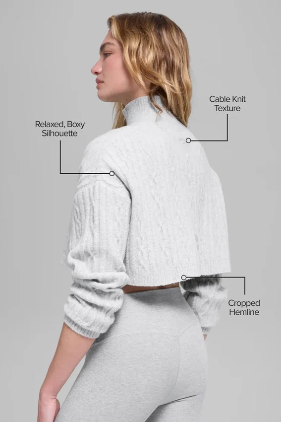 Jersey de cuello alto corto de punto trenzado Winter Bliss de manga larga - Athletic Heat