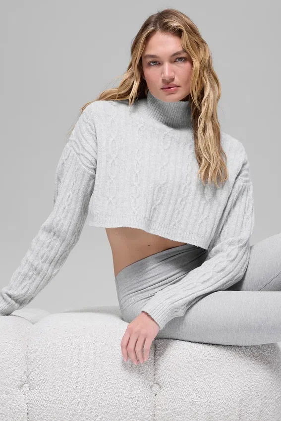 Jersey de cuello alto corto de punto trenzado Winter Bliss de manga larga - Athletic Heat