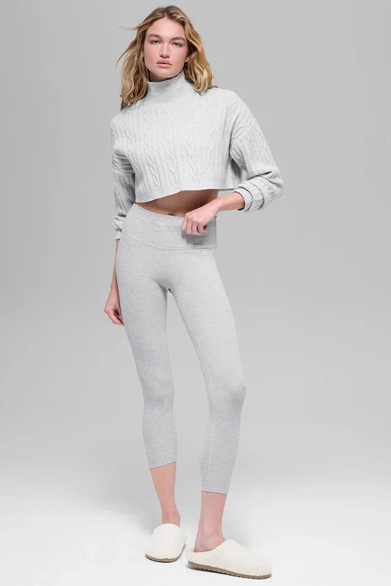 Jersey de cuello alto corto de punto trenzado Winter Bliss de manga larga - Athletic Heat