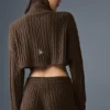 Jersey de cuello alto corto de punto trenzado «Winter Bliss» de manga larga - Espresso