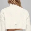 Jersey de cuello alto corto de punto trenzado Winter Bliss de manga larga - Marfil
