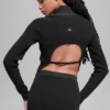 Jersey de denim sin espalda de manga larga - Negro/Antracita