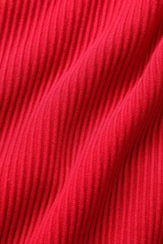 Jersey de denim sin espalda de manga larga - Rojo brillante