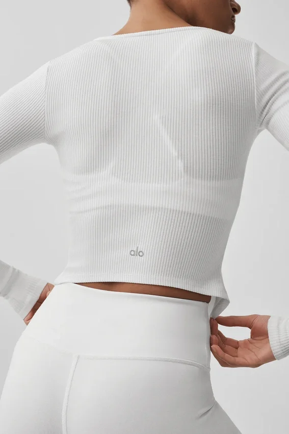 Jersey de manga larga acanalado Stardust - Blanco