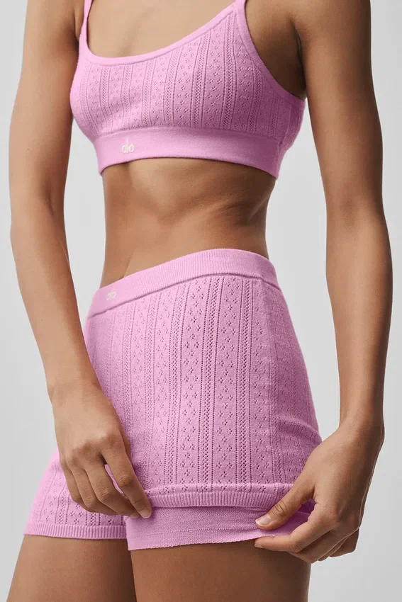 Jerséis de punto Pointelle «Be Mine Hot» — Rosa corazón de caramelo