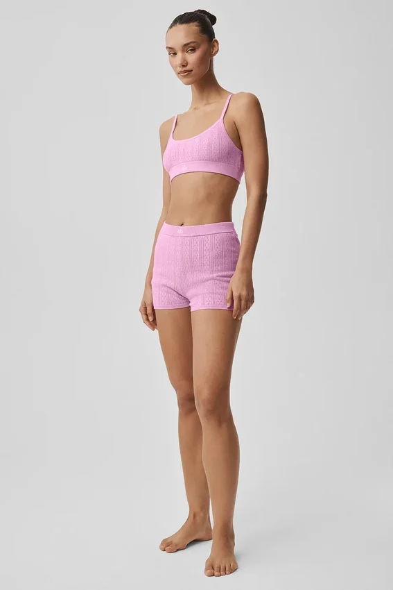 Jerséis de punto Pointelle «Be Mine Hot» — Rosa corazón de caramelo
