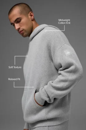 Jerséu con capucha de punto «Sports Club» – Gris jaspeado deportivo
