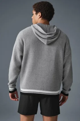 Jerséu con capucha de punto «Sports Club» – Gris jaspeado deportivo
