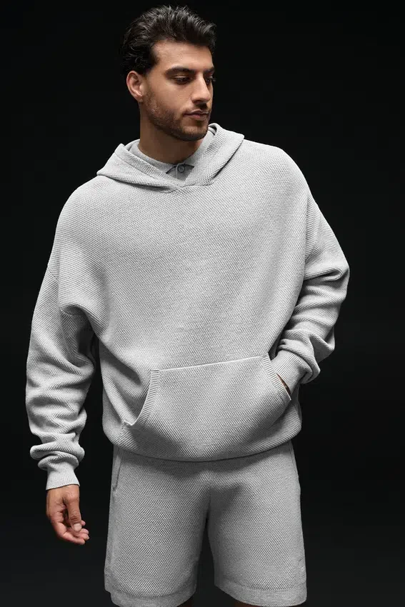 Jerséu con capucha de punto «Sports Club» - Gris jaspeado deportivo