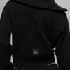 Jerséu de cachemira con tejido tipo waffle y cremallera de 1/4 - Negro