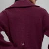 Jerséu de cachemira con tejido tipo waffle y cremallera de un cuarto — Burdeos
