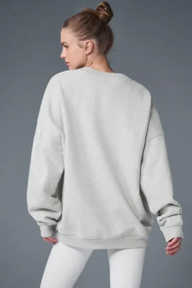 Jerséu de cuello redondo de tejido grueso Renown – Gris jaspeado deportivo