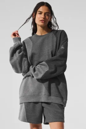 Jerséu de cuello redondo Make Waves - Gris jaspeado oscuro tonal