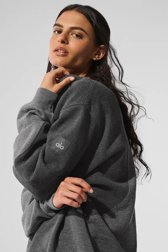 Jerséu de cuello redondo Make Waves - Gris jaspeado oscuro tonal