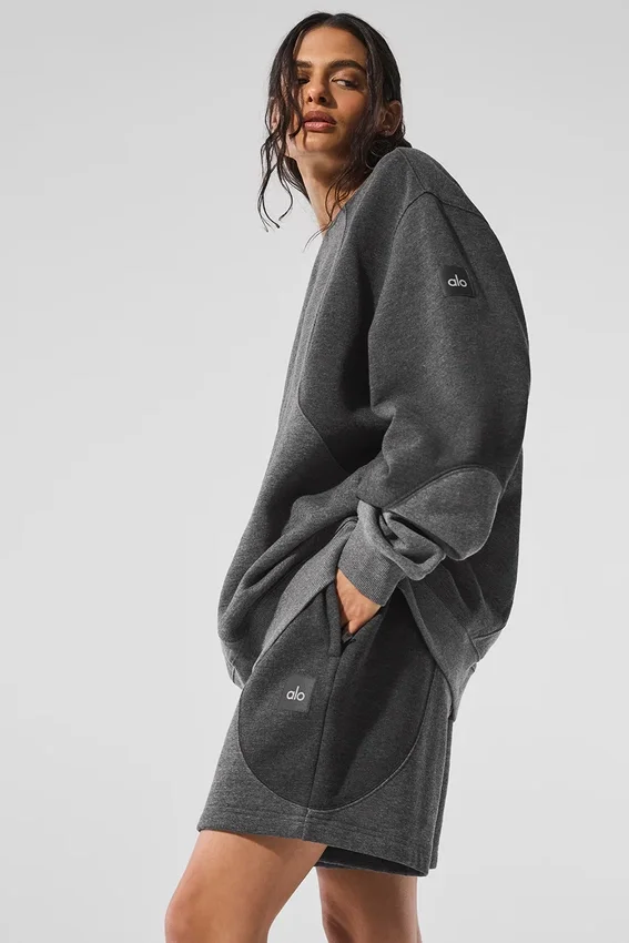 Jerséu de cuello redondo Make Waves - Gris jaspeado oscuro tonal