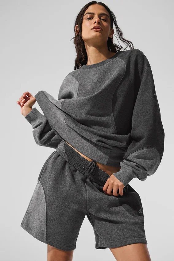 Jerséu de cuello redondo Make Waves - Gris jaspeado oscuro tonal