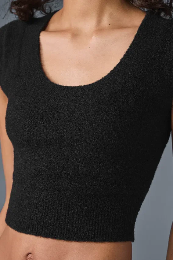 Jerséu de manga corta Snuggle Up - Negro