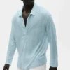 Jerséu de manga larga de jersey de lino «Coastal» - Azul mar