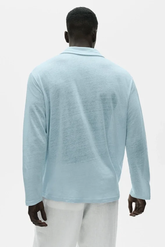 Jerséu de manga larga de jersey de lino «Coastal» - Azul mar