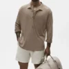 Jerséu de manga larga de jersey de lino estilo costero - Gravel