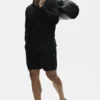Jerséu de manga larga de jersey de lino estilo costero - Negro