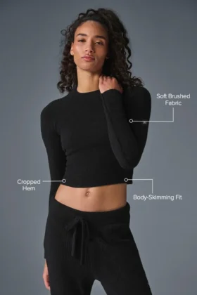 Jerséu de manga larga Snuggle Up – Negro