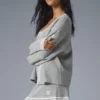 Jerséu de punto estilo club de tenis - Gris jaspeado deportivo/Blanco