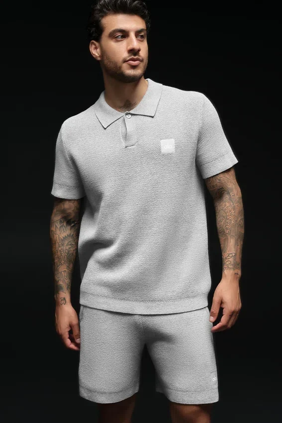Jerséu de punto Sports Club — Gris jaspeado deportivo