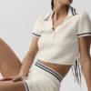 Jerséu de tenis corto — Marfil/Azul marino