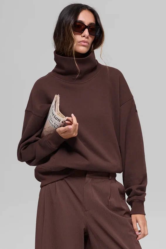 Jerséu Hazy con cuello alto - Brownstone