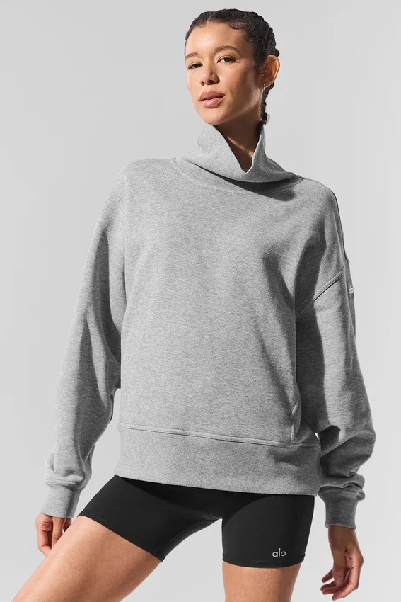 Jerséu Hazy con cuello alto - Gris jaspeado deportivo oscuro