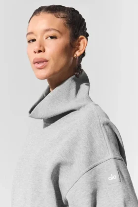 Jerséu Hazy con cuello alto – Gris jaspeado deportivo oscuro