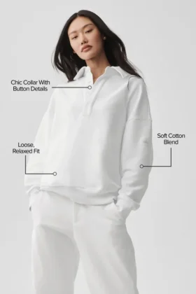 Jerséu Henley de manga larga Take It Easy – Blanco