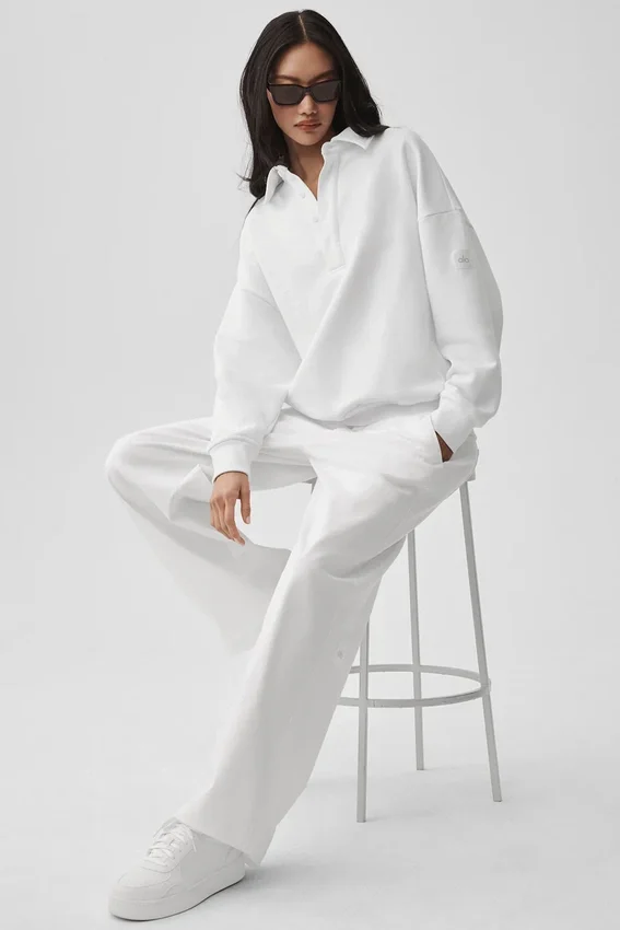 Jerséu Henley de manga larga Take It Easy - Blanco